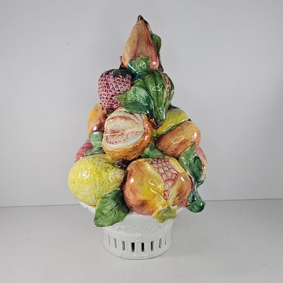 Vintage Horchow Italy Fruit Topiary Centerpiece Ceramic Porcelain *Chips* - Picture 4 of 11